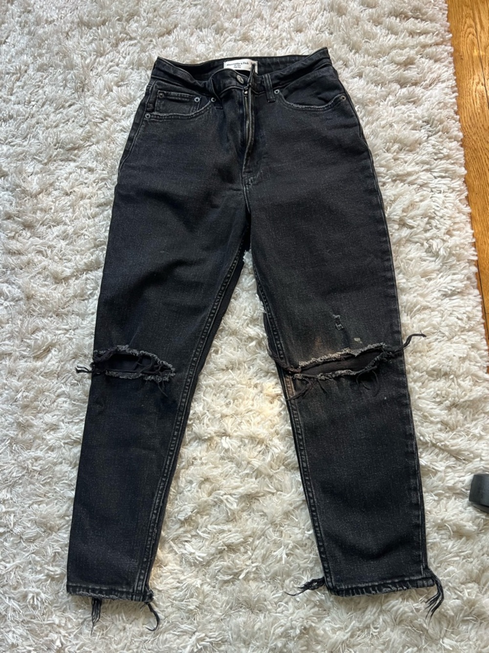 Abercrombie & Fitch Black Distressed Boyfriend Jeans
